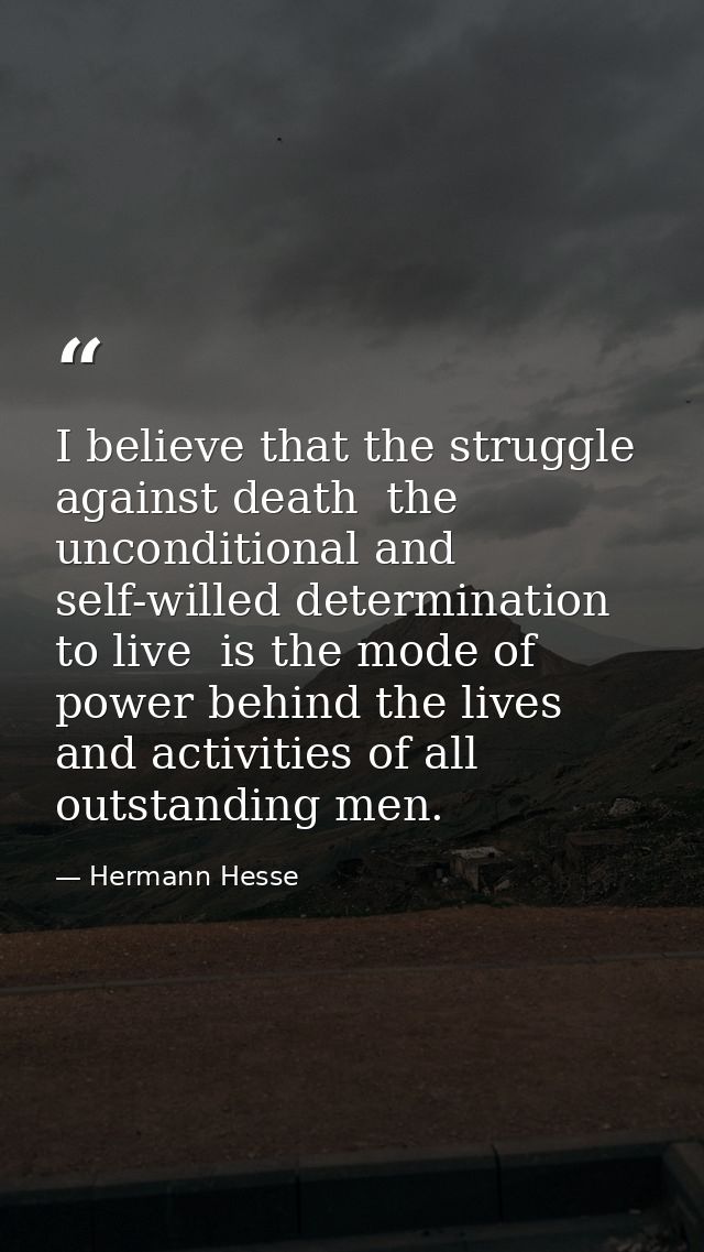 I believe that the struggle against death  the unconditional and self-willed determination to live  is the mode of power — Hermann Hesse