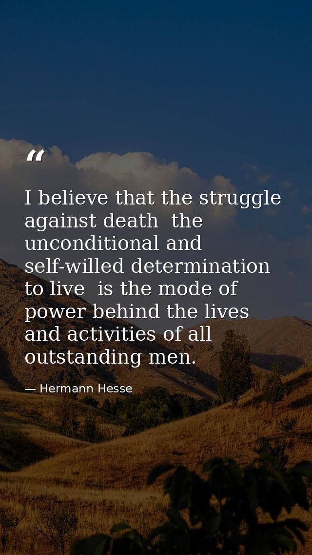 I believe that the struggle against death  the unconditional and self-willed determination to live  is the mode of power — Hermann Hesse
