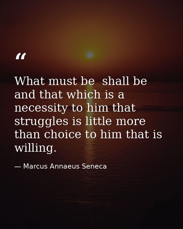 What must be  shall be  and that which is a necessity to him that struggles is little more than choice to him that is wi — Marcus Annaeus Seneca