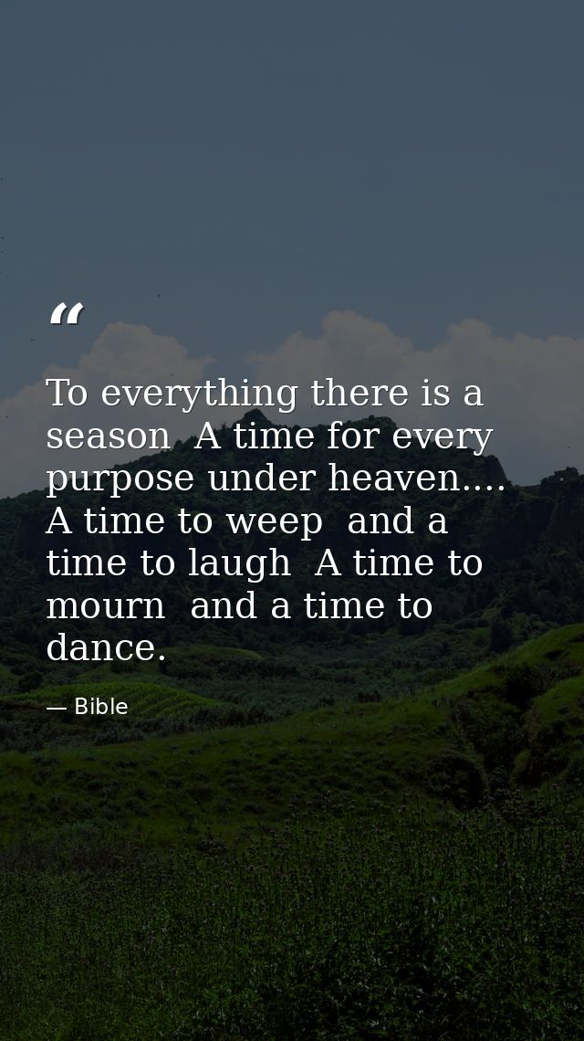 To everything there is a season  A time for every purpose under heaven.... A time to weep  and a time to laugh  A time t — Bible