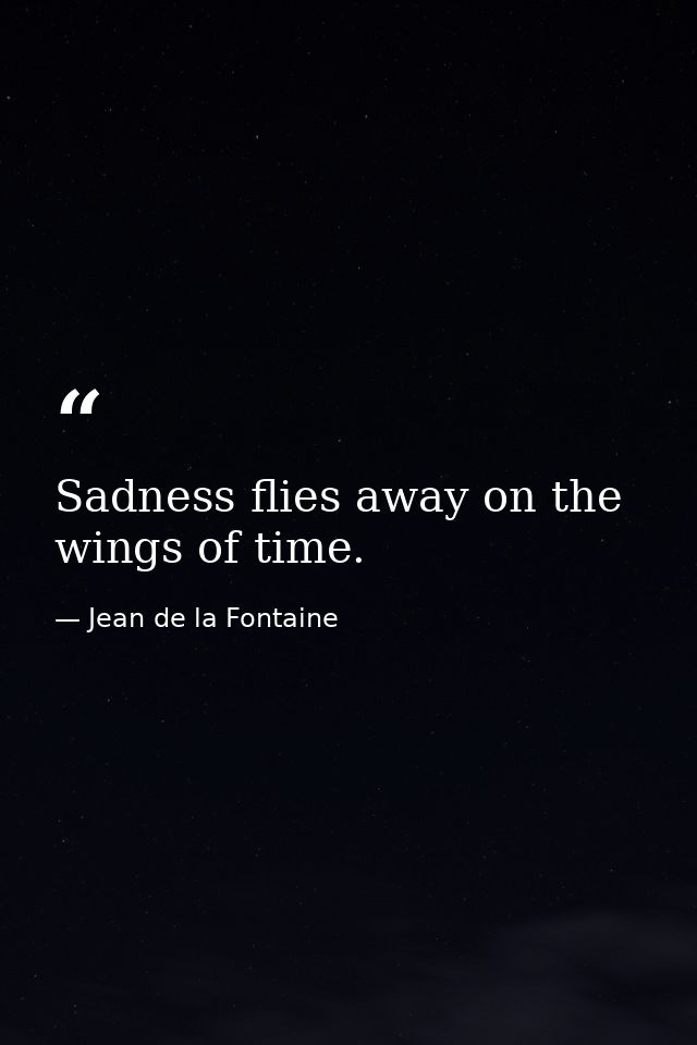 Sadness flies away on the wings of time. — Jean de la Fontaine