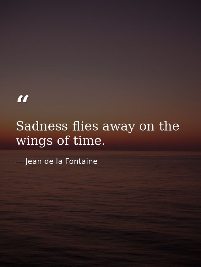Sadness flies away on the wings of time. — Jean de la Fontaine