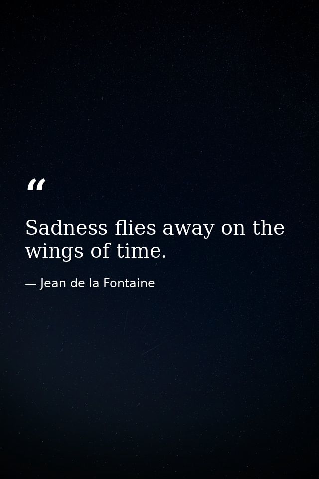 Sadness flies away on the wings of time. — Jean de la Fontaine