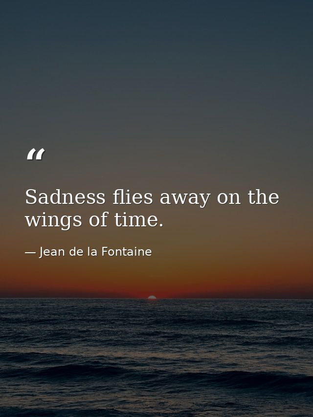 Sadness flies away on the wings of time. — Jean de la Fontaine