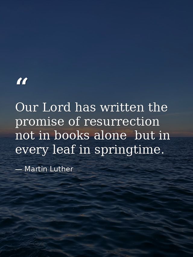 Our Lord has written the promise of resurrection  not in books alone  but in every leaf in springtime. — Martin Luther
