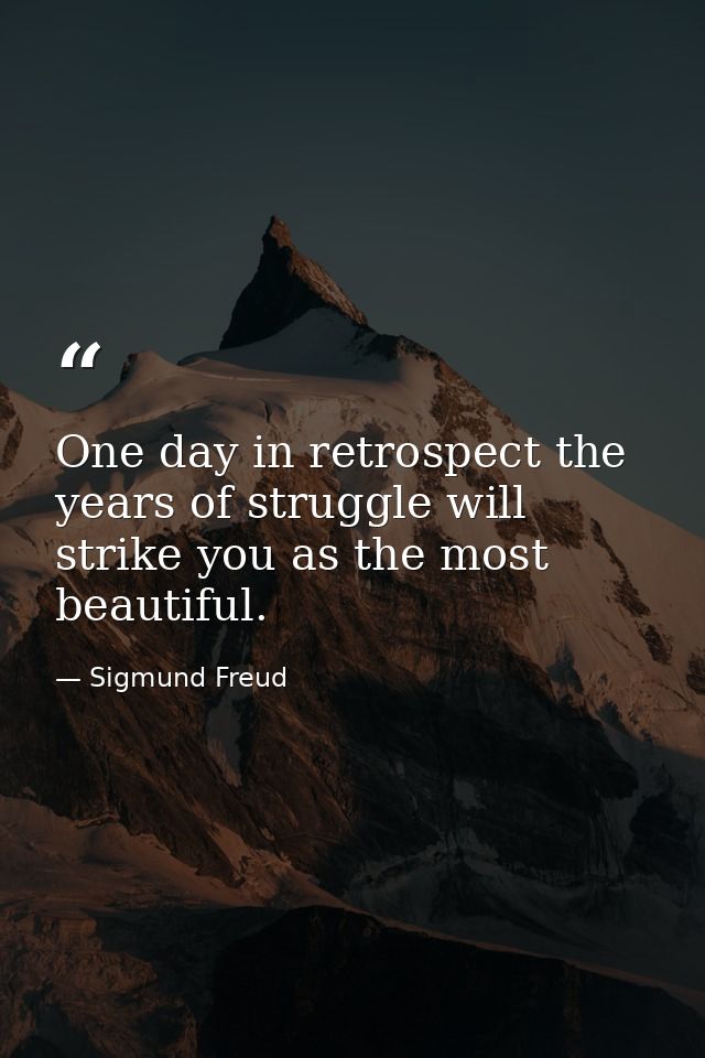 One day in retrospect the years of struggle will strike you as the most beautiful. — Sigmund Freud