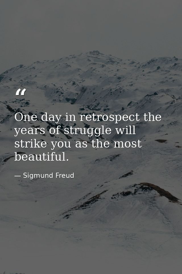 One day in retrospect the years of struggle will strike you as the most beautiful. — Sigmund Freud