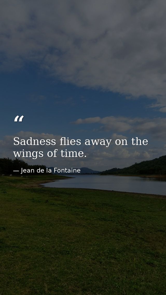 Sadness flies away on the wings of time. — Jean de la Fontaine