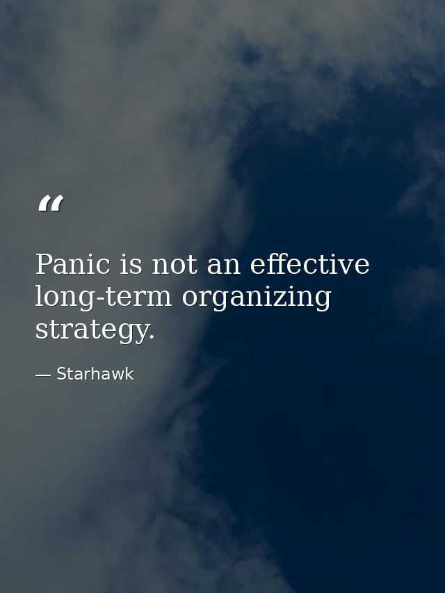 Panic is not an effective long-term organizing strategy. — Starhawk