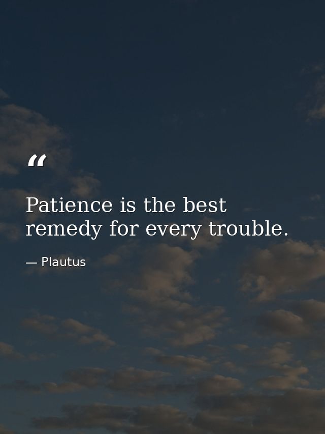 Patience is the best remedy for every trouble. — Plautus
