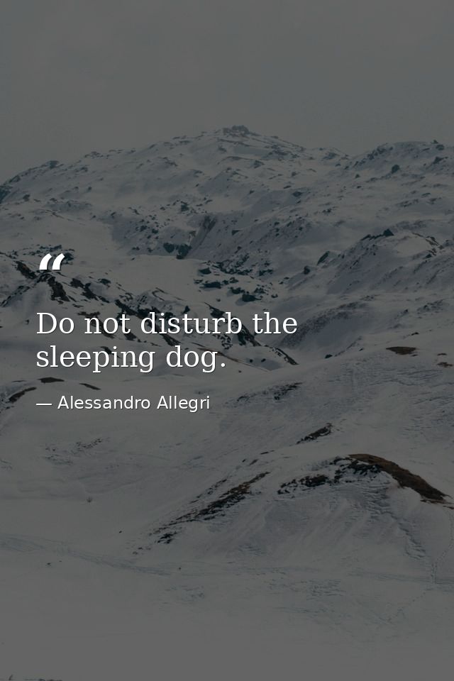 Do not disturb the sleeping dog. — Alessandro Allegri