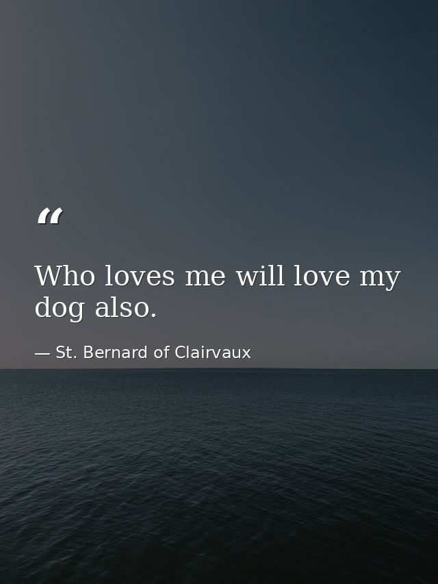 Who loves me will love my dog also. — St. Bernard of Clairvaux