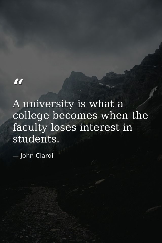 A university is what a college becomes when the faculty loses interest in students. — John Ciardi