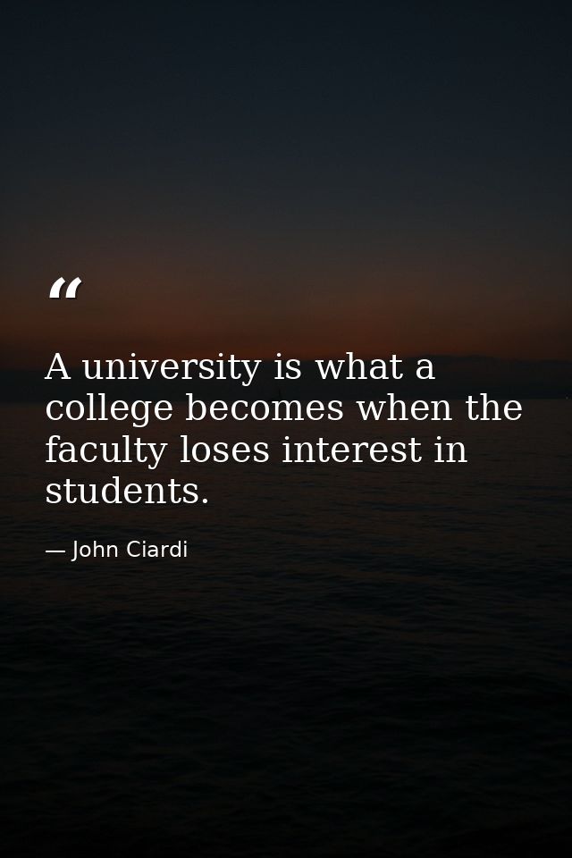 A university is what a college becomes when the faculty loses interest in students. — John Ciardi