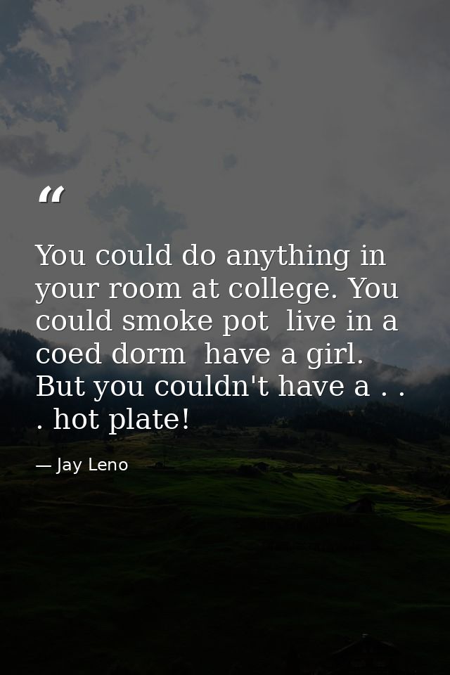 You could do anything in your room at college. You could smoke pot  live in a coed dorm  have a girl. But you couldn't h — Jay Leno