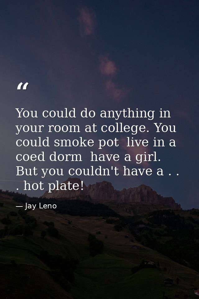 You could do anything in your room at college. You could smoke pot  live in a coed dorm  have a girl. But you couldn't h — Jay Leno