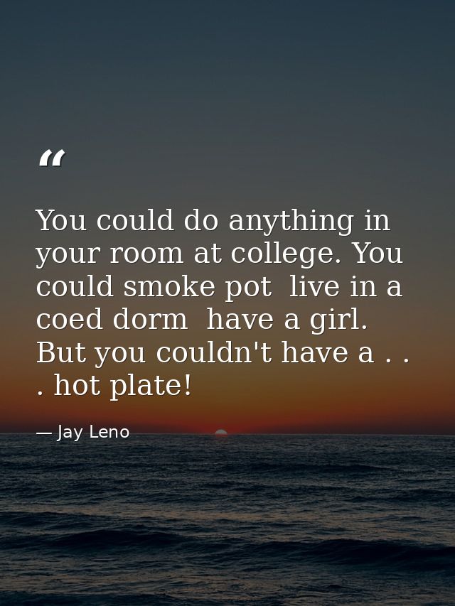 You could do anything in your room at college. You could smoke pot  live in a coed dorm  have a girl. But you couldn't h — Jay Leno