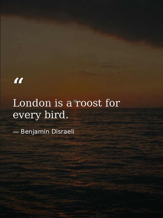 London is a roost for every bird. — Benjamin Disraeli
