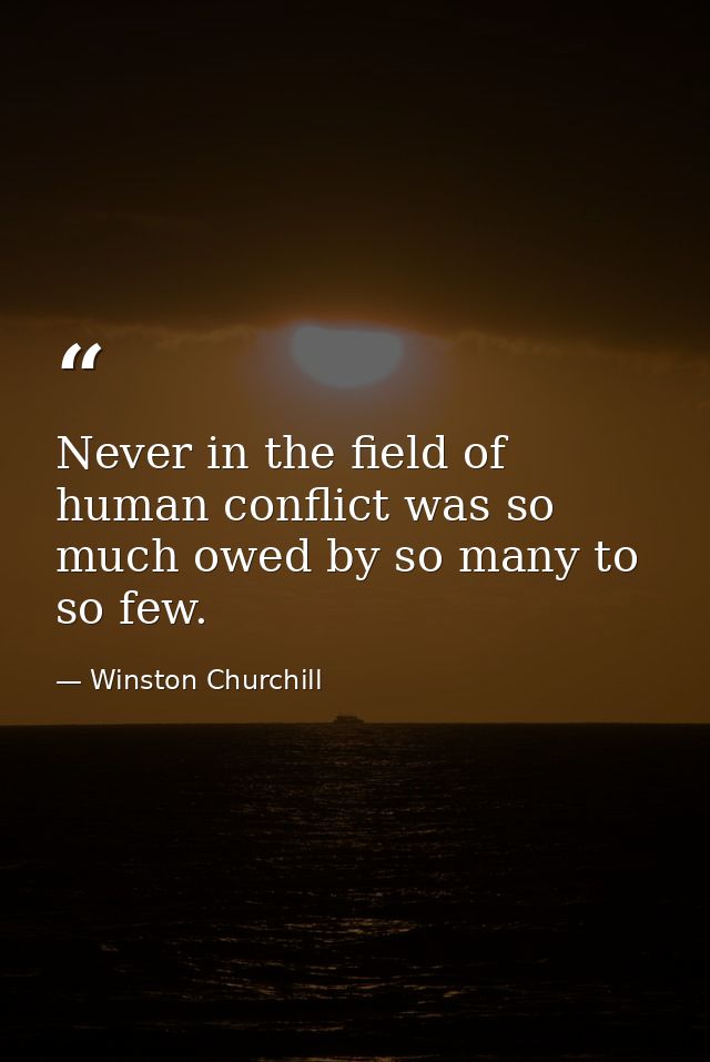 Never in the field of human conflict was so much owed by so many to so few. — Winston Churchill