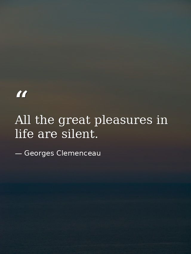 All the great pleasures in life are silent. — Georges Clemenceau