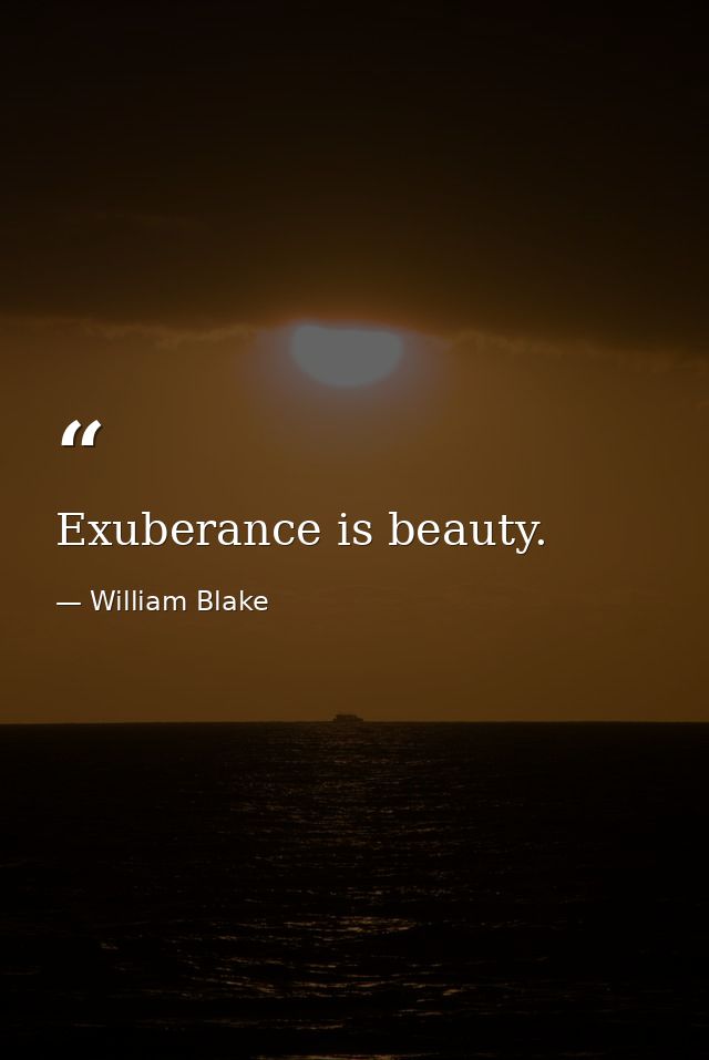 Exuberance is beauty. — William Blake