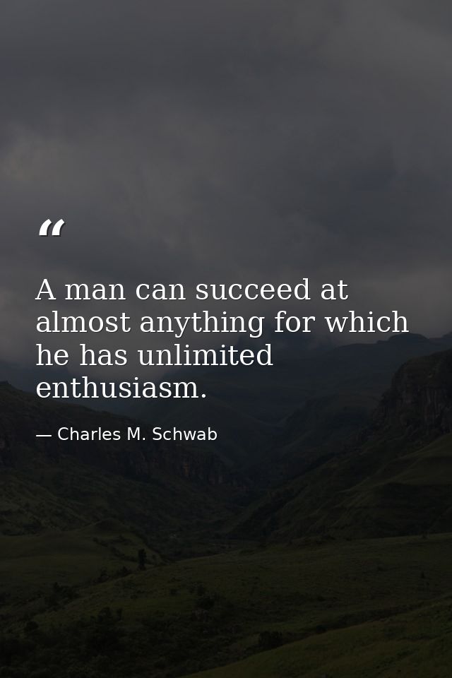 A man can succeed at almost anything for which he has unlimited enthusiasm. — Charles M. Schwab