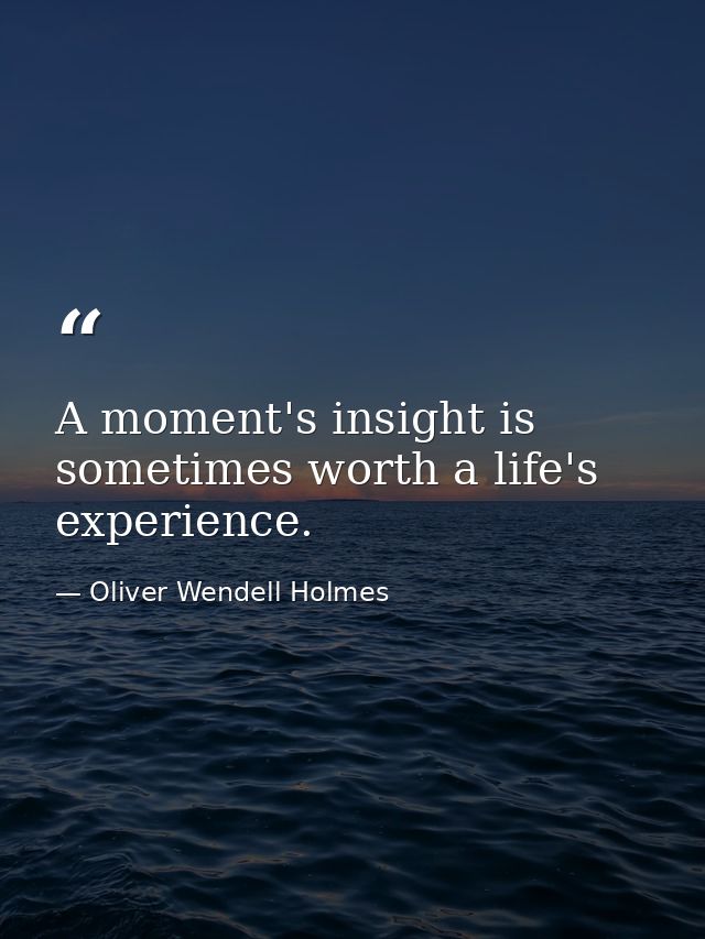 A moment's insight is sometimes worth a life's experience. — Oliver Wendell Holmes