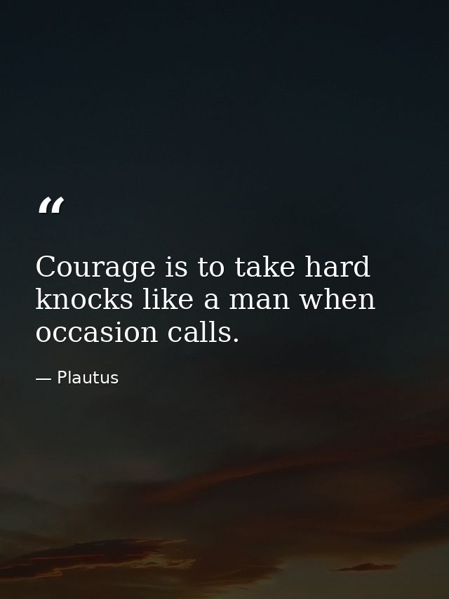 Courage is to take hard knocks like a man when occasion calls. — Plautus