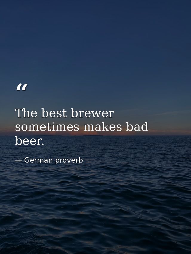The best brewer sometimes makes bad beer. — German proverb