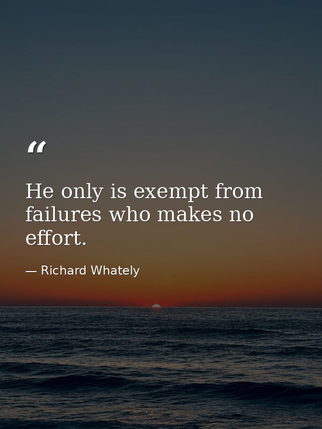 He only is exempt from failures who makes no effort. — Richard Whately