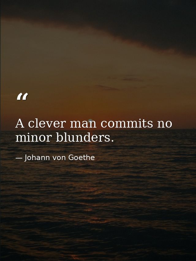 A clever man commits no minor blunders. — Johann von Goethe