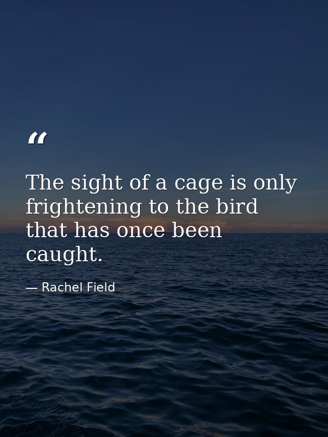 The sight of a cage is only frightening to the bird that has once been caught. — Rachel Field