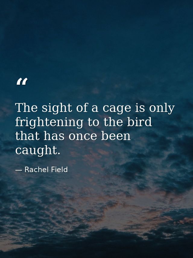 The sight of a cage is only frightening to the bird that has once been caught. — Rachel Field