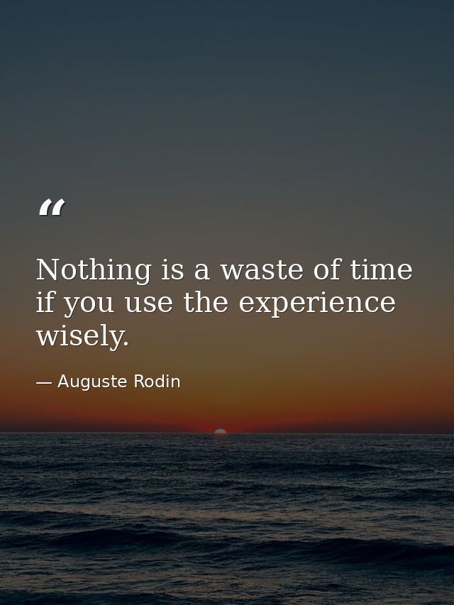 Nothing is a waste of time if you use the experience wisely. — Auguste Rodin