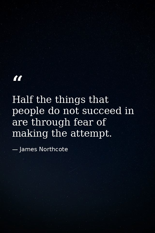 Half the things that people do not succeed in are through fear of making the attempt. — James Northcote