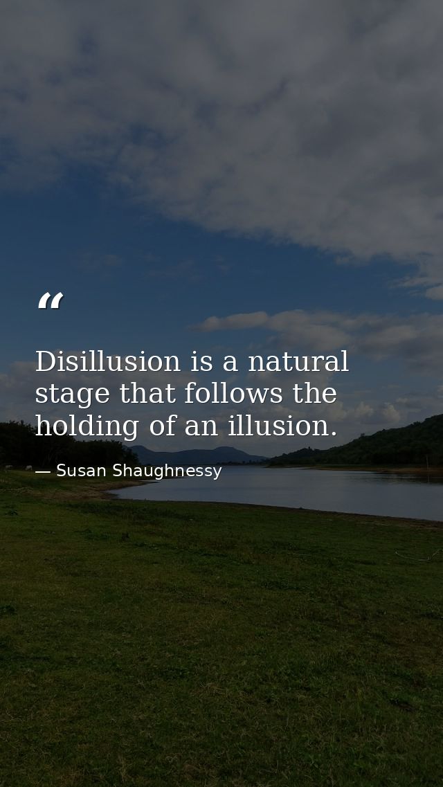 Disillusion is a natural stage that follows the holding of an illusion. — Susan Shaughnessy
