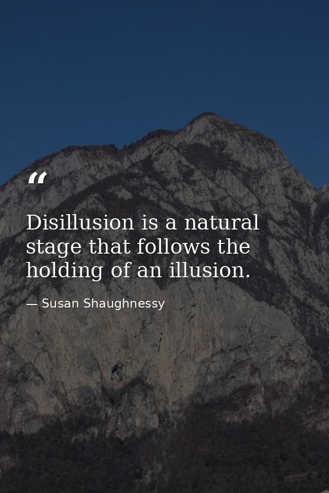 Disillusion is a natural stage that follows the holding of an illusion. — Susan Shaughnessy