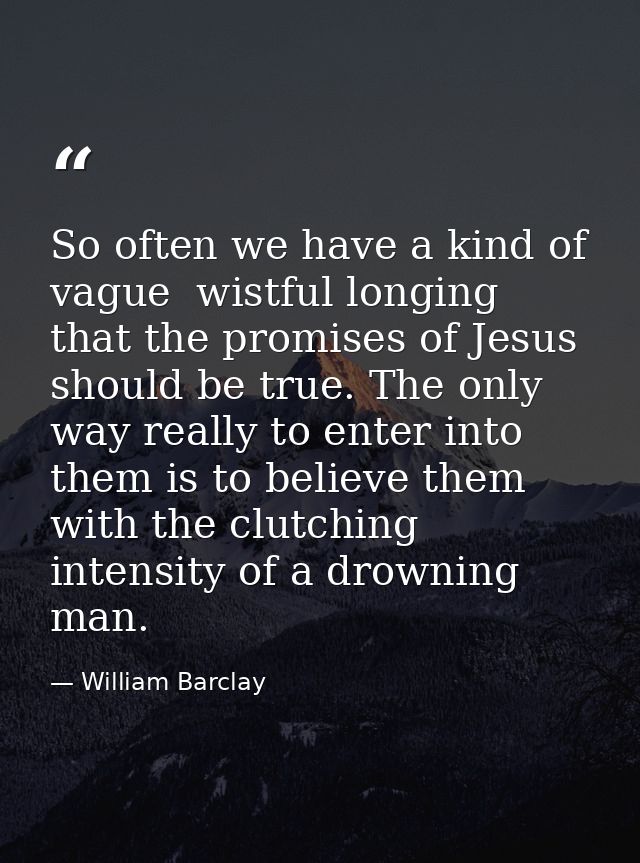So often we have a kind of vague  wistful longing that the promises of Jesus should be true. The only way really to ente — William Barclay