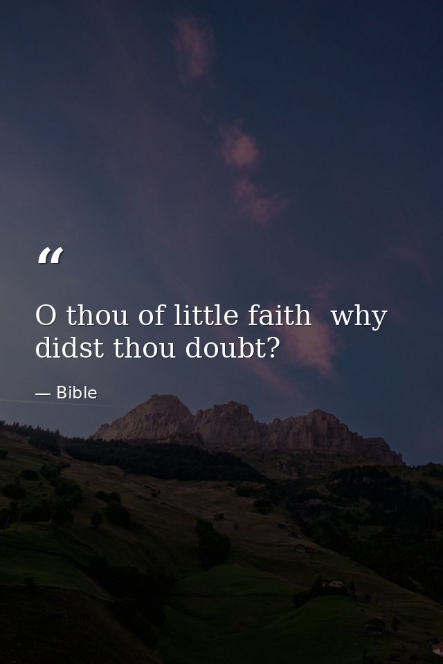 O thou of little faith  why didst thou doubt? — Bible