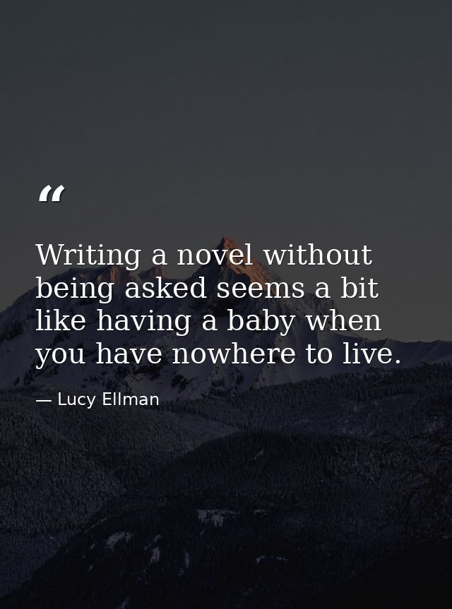 Writing a novel without being asked seems a bit like having a baby when you have nowhere to live. — Lucy Ellman