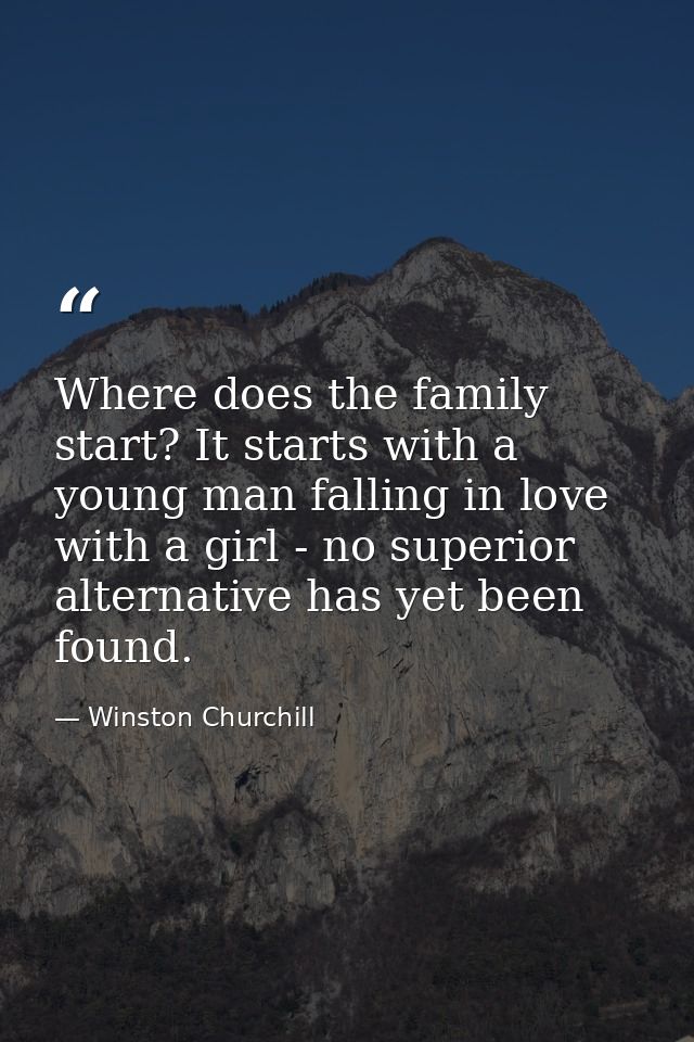 Where does the family start? It starts with a young man falling in love with a girl - no superior alternative has yet be — Winston Churchill