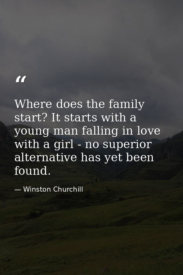 Where does the family start? It starts with a young man falling in love with a girl - no superior alternative has yet be — Winston Churchill