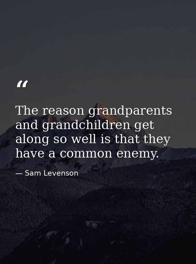 The reason grandparents and grandchildren get along so well is that they have a common enemy. — Sam Levenson