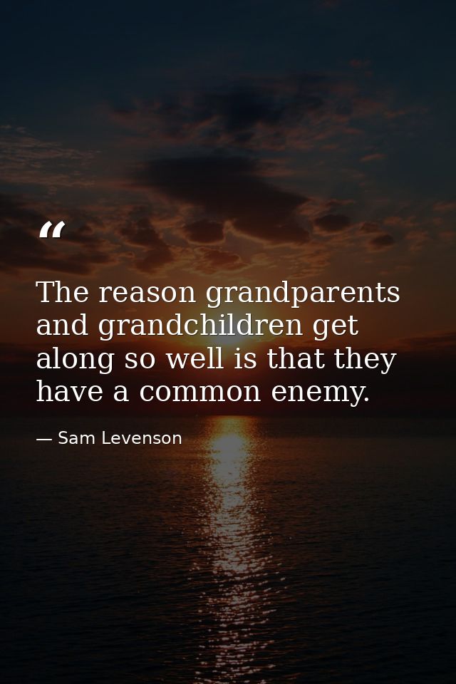 The reason grandparents and grandchildren get along so well is that they have a common enemy. — Sam Levenson