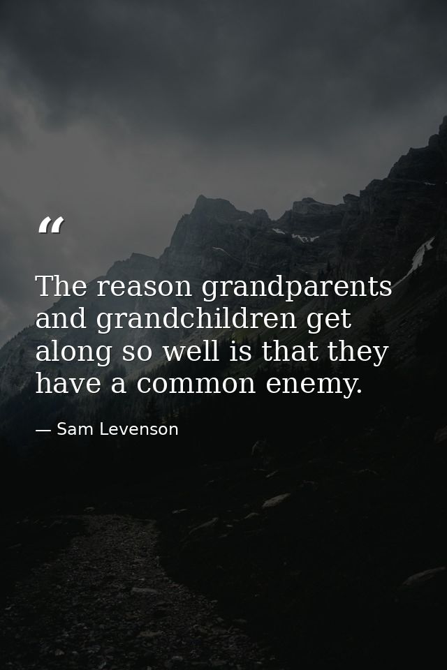 The reason grandparents and grandchildren get along so well is that they have a common enemy. — Sam Levenson