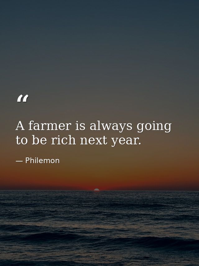 A farmer is always going to be rich next year. — Philemon