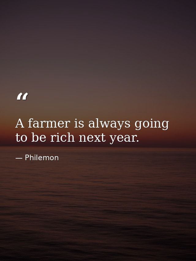A farmer is always going to be rich next year. — Philemon