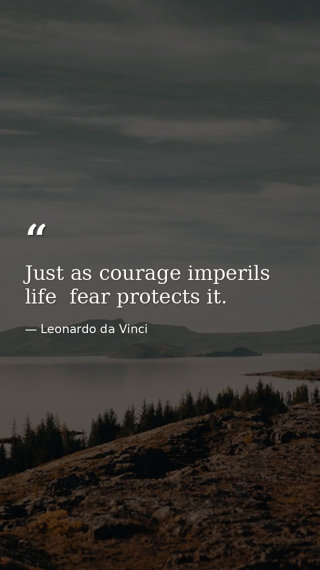 Just as courage imperils life  fear protects it. — Leonardo da Vinci