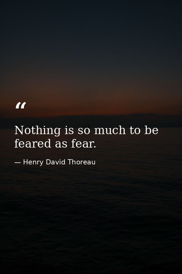 Nothing is so much to be feared as fear. — Henry David Thoreau