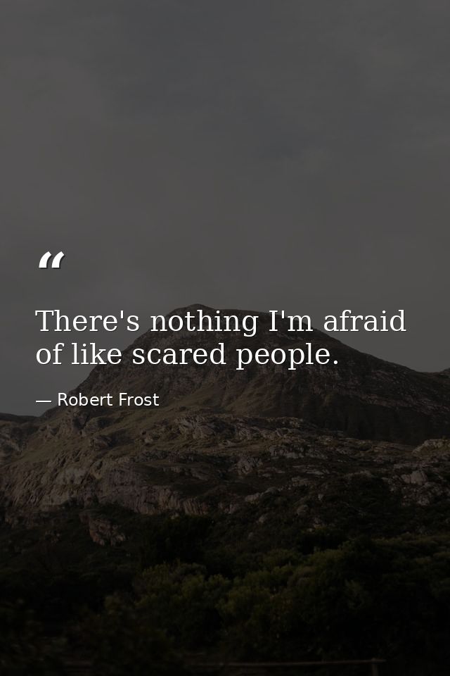 There's nothing I'm afraid of like scared people. — Robert Frost